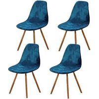 Skandinavische Stuhlhussen, 4er-Set, dehnbare Esszimmerstuhlhussen, universelle blaue Samt-Stuhlhussen ohne Armlehnen für Wohnzimmer, Küche und Wohnbereich
