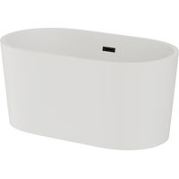 Wholesale Domestic Genoa Matt White 1500mm x 750mm Double Ended Freestanding Bath with Black Waste