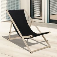 SWANEW Chaise longue Relax chaise solaire 120kg Chair Chaise confortable pliable en bois noir