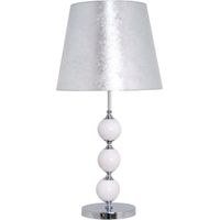 Sobremesa cromo tres bolas blancas pantalla pan de plata 1xE27