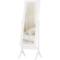 Espejo de Pie Cuerpo Entero Reclinable 47x46x148 cm, Soporte Independiente, Marco Rectangular, Blanco