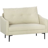 Divano 2 posti velluto crema con schienale trapuntato a bottoni 124x73x92 cm