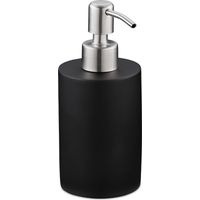 2 distributeurs de savon, 180 ml, rechargeables, salle de bain, WC, cuisine, liquide, polyresine, pompe inox, noir