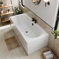 Bathroom Double Ended Straight Curved Bath White Acrylic Bathtub 1700 x 750mm
