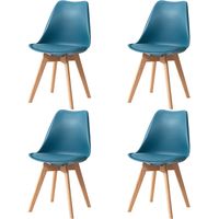 Wokaka Set di 4 Sedie da Pranzo - Gambe in legno - Sedia scandinava - Blu