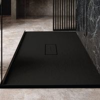 Mineralguss-Duschwanne extra flach VIC SCHWARZ 100x100 cm