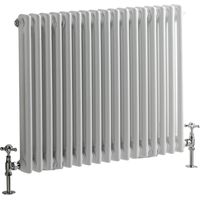 Milano Windsor White Cast Iron Style Double Column Horizontal Radiator - 600mm x 785mm