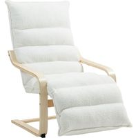 Lounge-Sessel aus Birkenholz, Polstersessel, verstellbare Fußstütze, Weiß