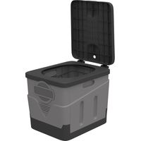 Toilette portatile da campeggio con 12 pacchetti coagulanti e 12 sacchetti smaltimento, grigio scuro, 34x29x20 cm