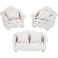 3 Pièces Coussin Plaid Miniature 1:12 pour Maison de Poupée, Meuble Accessoire Salon Blanc