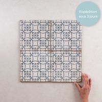 Carrelage imitation carreaux de ciment 20x20 cm – Grès cérame émaillé – Épaisseur 8-10 mm – Finition satinée – Surface lisse