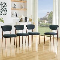 Set di 4 sedie da pranzo in lino, schienale curvo, seduta imbottita, 58,5x48x83 cm, nere