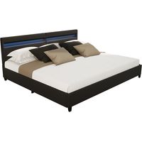 HOME DELUXE - Letto LED con cassetti NUBE - 200 x 200 cm Colore: Nero, Versione: senza materasso