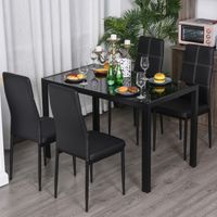 Ensemble 5 pièces comprenant 1 table et 4 chaises pour cuisine ou salle à manger, noir