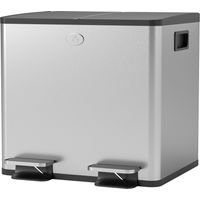 Cubo de acero inoxidable 2 compartimentos 2x15L con pedal y tapa de cierre suave