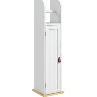 Columna de Baño Armario de Baño con Compartimento Abierto Puerta 2 Estantes Ajustables y Portarrollo 20x20x80 cm Blanco