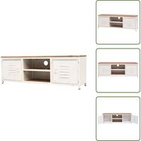 Meuble TV 120x30x40 cm Blanc - Meubles Tv - Meuble Tv Industriel - Meuble Tv Blanc - Meuble Tv Avec Étagères - Meuble Tv Design