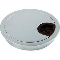 Emuca Passacavi Rotondo Diametro 80 mm da Incastrare in Scrivania/Tavolo in Zama, Cromato Opaco