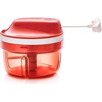 Onion Slicer - ABS Manual Slicer with Stainless Steel Blade - Mini Portable Vegetable and Fruit Slicer - Multi-functional Kitchen Helper - Suitable for Beginners - Red - 15x10cm