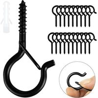 Piton à Visser Noir 30 Pièces Crochet à Visser Charge Lourde Avec Boucle de Sécurité Crochet de Plafond Bois Pour Suspendre des Paniers à Plantes, des Mangeoires à Oiseaux, des Lanternes,Tasse
