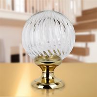 Ouvre&Déco – Boule de finition d'escalier en cristal transparent 100mm – Embase laiton poli brillant – Modèle BOWL CRISTAL TORSADE