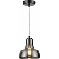Suspension industrielle, abat-jour en verre fumé, Haga, 1 x E27, 40 W, REA334701-02, Reality