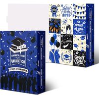 Graduation Countdown Gift Box 12 Days 2026 DIY Fillable Empty Box Set with Raffia for High School College Graduates Gift, Blue-No Raffia