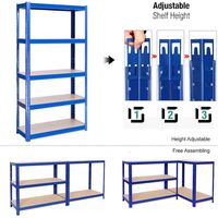 Garage Shed Storage Racking Shelving Units - 150cm x 70cm x 30cm 5 Tier Heavy Duty Metal Shelves, Boltless Assembly System, 875KG Capacity(175KG per Shelf), BLUE
