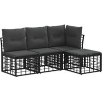 vidaXL Outdoor Sofa Set Black Poly Rattan