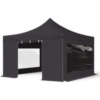 4x4m gazebo pieghevole PES 800 con laterali (finestre panoramiche), PROFESSIONAL 40mm alluminio, nero