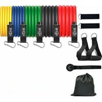 Resistance Band Kit - 5 Resistance Bands Totaling 150 lbs, Handles, Ankle Straps and Door Anchor