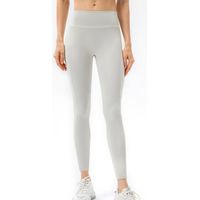 Legging de sport femme avec poche, tenue fitness pour yoga course entraînement, gris clair, taille S