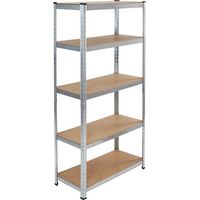 Scaffale 5 Ripiani Metallo e Legno 180x75cm Carichi Pesanti Scaffalatura Zincata