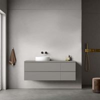Mobile bagno sospeso reversibile 140 cm Grigio Londra per Lavabo d'appoggio Senza Specchio - Fiji Paint Top