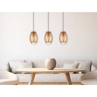 Pendelleuchte 3-flammig Metall Coffee mit Dekorstanzung & E27 LED, Breite 71cm