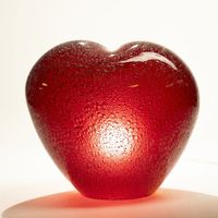 Lampe à Poser Affection Coeur rouge Verre bullé 32x17x28cm