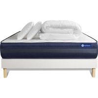 Komplettpaket Bett - Matratze 160x200 cm + Boxspringbett mit Lattenrost (im Set) + 2 Kopfkissen + Bettdecke - Actiflex Tech