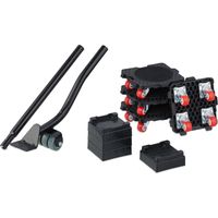 Relaxdays Kit de déplace meuble lourd, avec levage et roulettes, jusqu'à 300 kg, 4 embouts, patins glisseurs, noir/rouge