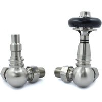 West Amberley Corner Thermostatic Radiator Valve and Lockshield - Satin Nickel