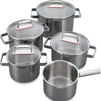 Set di pentole Kelomat Set di stoviglie con coperchio in vetro Creation S 9 pezzi in acciaio inox