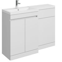 Balterley Tean 1100mm Floor Standing Compact Unit with Left Hand Polymarble Basin - White