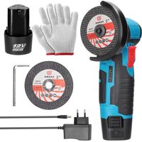 Mini meuleuse d'angle 19 500 tr/min – Moteur sans balais – Avec 2 batteries 12V 1500mAh et chargeur – Lames pour bois, métal et céramique - 100-240V