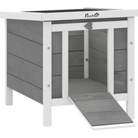 Pawhut – Clapier à lapin en bois de sapin – Toit ouvrant étanche – Rampes d'accès antidérapantes – 51 x 42 x 43 cm – Gris et blanc