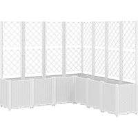Fioriera aiuola rialzata vassoio piante fiori terrazza giardino con traliccio 160 x 160 x 140 cm PP bianco 020038258