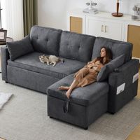 Sofá cama con función de descanso, sofá en forma de L, diseño moderno, muebles tapizados, sofá, sillón con espacio de almacenamiento, con portavasos, sofá cama para sala de estar, izquierda y derecha