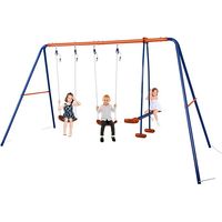 HLC Balançoire Jardin 3 en 1 - Multifonction avec Portique Métallique, avec 1 balançoire Face à Face et 2 sièges de balancelle, Charge maximale 250KG, Dimensions 322cm x 140cm x 180cm.