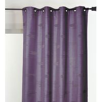 Rideau jacquard à formes géométriques et œillets Prune 140x260 cm