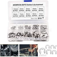 E Clip Anneau 304 Inox Circlips Exterieur Assortiment De Circlips 1.5/2/3/4/5/6/7/8/9/10Mm Divers Usages 200Pcs