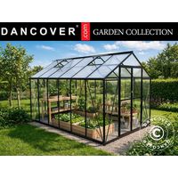 Invernadero policarbonato 8,94m2, 2,47x3,62x2,13m, Negro - Dancover