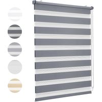 Sekey Doppelrollo 55x130cm Dunkelgrau Duo Rollo Klemmfix ohne Bohren Zebrarollo Fensterrollo Klemmrollo Seitenzugrollo Rollos Jalousie Faltrollo für Fenster und Tür